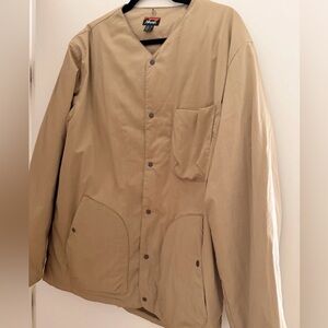 New NANGA RIPSTOP INNER DOWN CARDIGAN JACKET KHAKI SIZE LARGE JAPAN